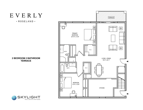 2 Bedroom 2 Bath Floor Plan